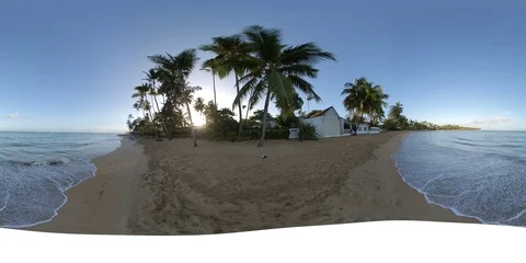 360 VR Video At the In The Water at the Beach In The Morning Stock Footage