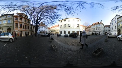 360 VR view at Calm and Peaceful Týn Courtyard in Prague, Czech republic Stock Footage 120960848