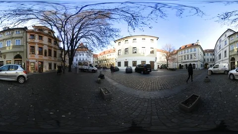 360 VR View at Calm Týn Courtyard in Prague, Czech republic Stock Footage 120960701
