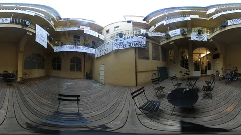 360 VR View at a Calm Yard in the Historical Centre of Prague 動画素材 120542092