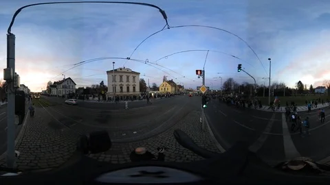 360° VR view at demonstrators leaving Letná, Prague, Czech republic Stock Footage 120012641