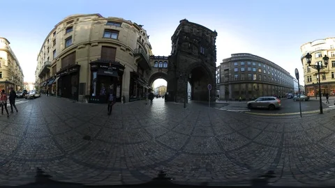 360 VR view at Gothic Powder Gate in Prague, Czech republic 動画素材 120958043