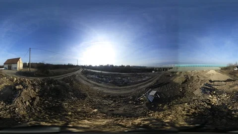 360 VR View at a Highway Construction Site 動画素材 121279948