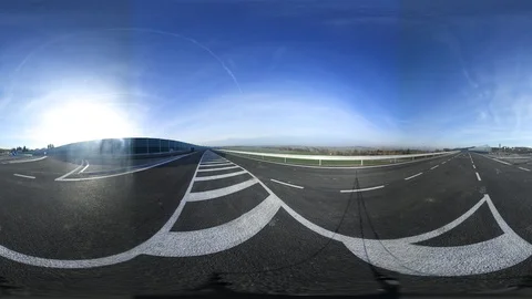 360 VR View at a Newly Built Highway Stock Footage 121276086