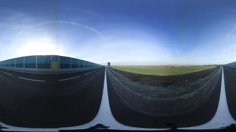 360 VR View at a Newly Built Highway Stock Footage 121277318