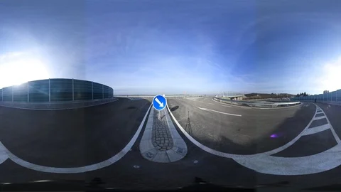 360 VR View at a Newly Built Highway Stock Footage 121279008