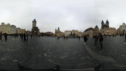 360 VR view at Old Town Square in Prague, Czech republic 動画素材 120161041