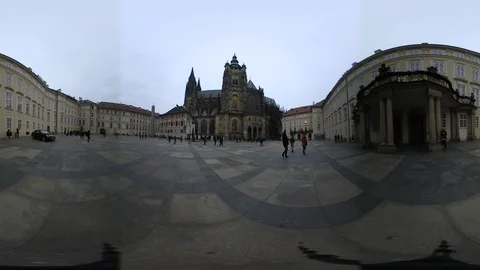 360 VR view at Prague Castle and Saint Vitus Cathedral in Prague, Czech republic 動画素材 120158642