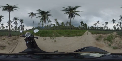 360 VR - View from a scooter in the middle of jungle in Southeast Asia Stock Footage 119410462