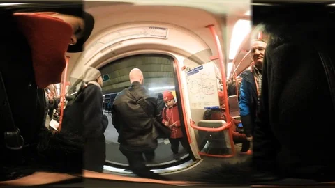 360 VR View at Subway Train Leaving and Arriving to a Station in Prague Stock Footage 120536319