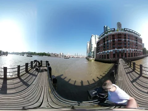 360 VR - View of Tower Bridge in London Stock Footage 76075328