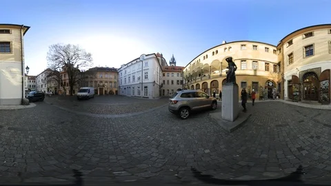 360 VR view at Týn Courtyard in Prague, Czech republic Stock Footage 120961298