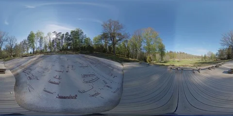 360 VR View of UNESCO Rock Carvings at Tanum World Heritage Centre Stock Footage 108492106