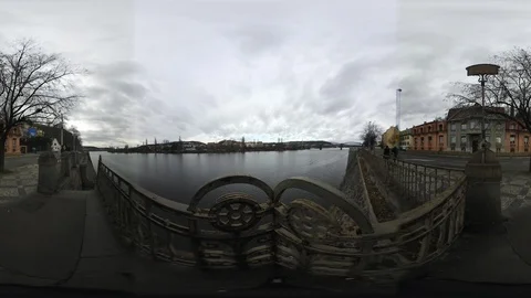 360 VR view at Vltava River and the Quay in Prague, Czech republic 動画素材 121356246