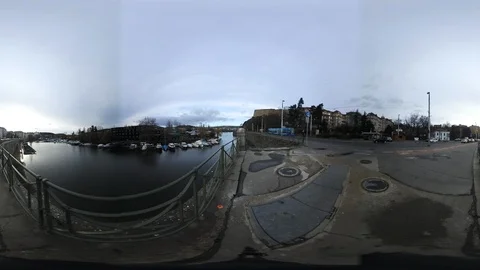 360 VR view at Vltava River and the Quay in Prague, Czech republic Stock Footage 121356557