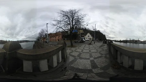 360 VR view at Vltava River and the Quay in Prague, Czech republic Stock Footage 121624633