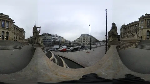 360 VR view at The Wenceslas Square in Prague, Czech republic 動画素材 120156048