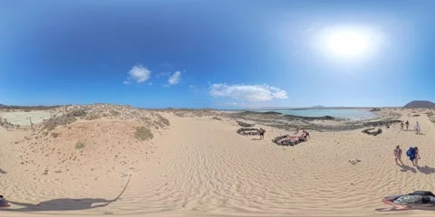 360 VR walk on beach of Isla de Lobos, Fuerteventura 库存影片 312901985