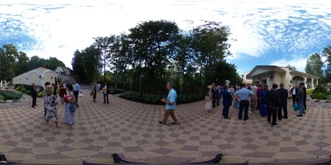 360 VR, wedding, guests are waiting for the young Stock-Footage 114078562