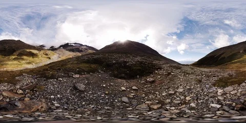 360VR 4K Patagonia Argentina Martial Glacier Valley Environmental Stock Footage