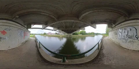 360VR 8K River under bridge (loop) Stock Footage 321283335