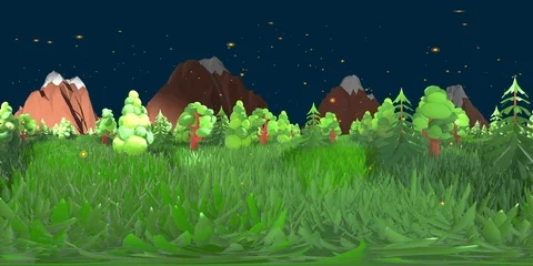 360VR Animation of a surreal mountain forest world in virtual reality Stock Footage 110778688