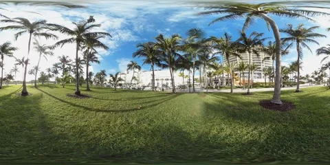 360VR Art Deco hotels on Ocean Drive along South Beach Miami Florida USA Stock Footage 281101574