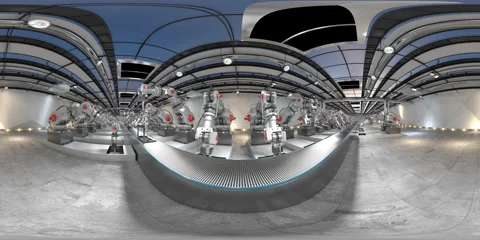 360VR Assembly of 3D printer on the conveyer belt. 6K footage 스톡 동영상 134494655