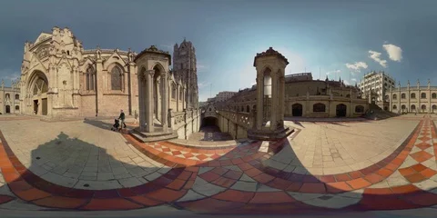 360Vr Basilica Del Voto Nacional Quito Ecuador Exterior From The Back Stock Footage