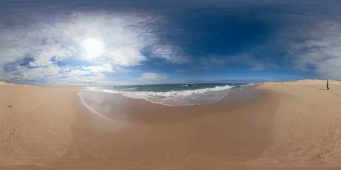 360VR beach with young man Stock Footage 96480532