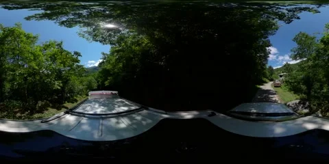 360VR beautiful forest landscape, view from the car roof Stock Footage 167619651