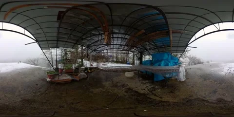 360VR beautiful winter landscape, view from under the awning Stock Footage 167610084