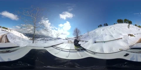 360VR beautiful winter road Video stock 168007401