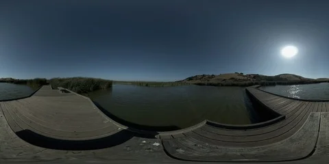 360VR boardwalk through a marsh Stock Footage 115985966