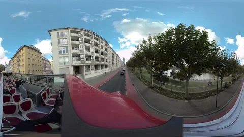 360VR Bus tur Ignatz Bubis Bridge Frankfurt am Main 2020 Stock Footage 147490137