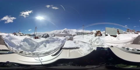 360VR car driving through the winter resort Video stock 167615513