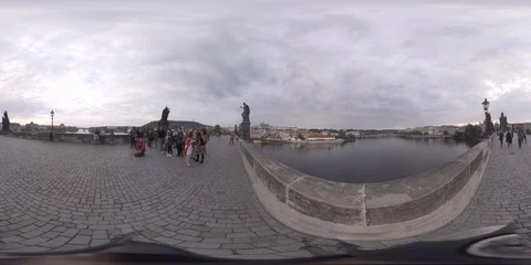 360VR Charles Bridge View, Prague Stock Footage 91681019