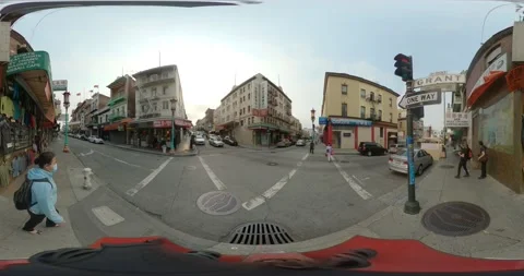 360VR - Cloudy Chinatown Intersection, San Francisco 2 Stock Footage 138473722