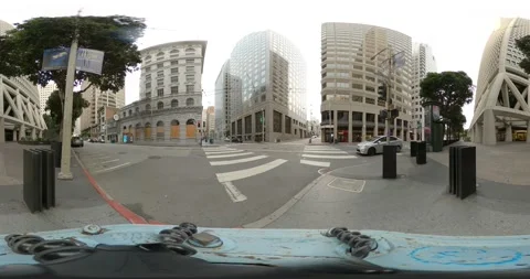 360VR - Cloudy Near Empty Financial District Intersection, San Francisco 3 Stock Footage 138475541