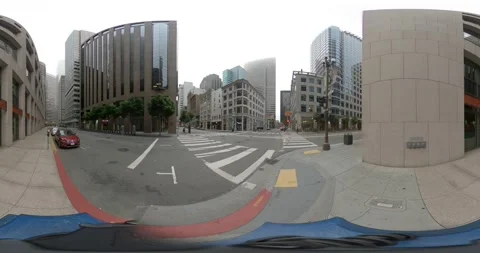 360VR - Cloudy Near Empty Financial District Intersection, San Francisco 4 Stock Footage 138475896