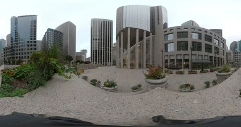 360VR Cloudy Near Empty Financial District Public Open Space, San Francisco Stock Footage 138476991