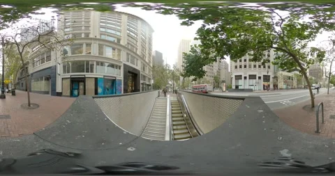 360VR - Cloudy Near Empty Financial District BART Subway Station, San Francisco Stock Footage 138477239