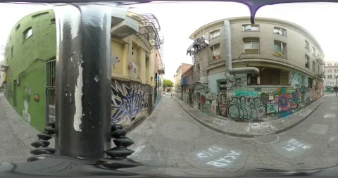 360VR - Cloudy North Beach Kerouac Alley, San Francisco Stock Footage 138477414