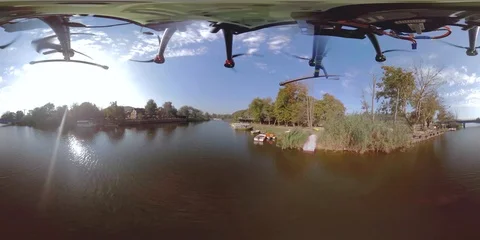 360VR Drone Video above of Agva River / Istanbul Stock Footage 99006091