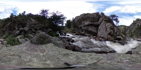 360VR Environment Forest canyon with Mountain Stream Stock Footage 90970251