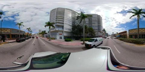 360vr equirectangular motion footage driving on Collins Avenue North Beach Stock Footage 86178134