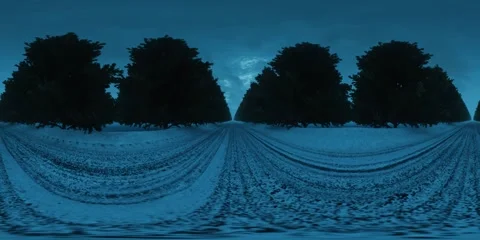 A 360VR experience of being alone in the middle of an ice road through a forest. Vídeo Stock 226163906