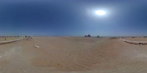 360VR GIZA PYRAMIDS Extreme  Wide Shot Stock Footage