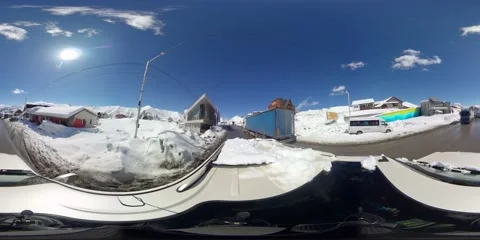 360VR Gudauri in winter, Georgia. View from the roof of the car Stock Footage 167615516