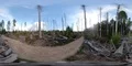 360VR Harz mountain range forest environment path with dead trees and airplane 4k or 4k+ Resolution